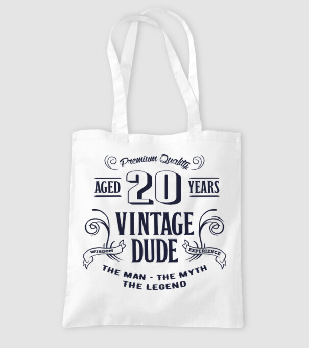 Vintage Dude - 20 model alb pe tricou