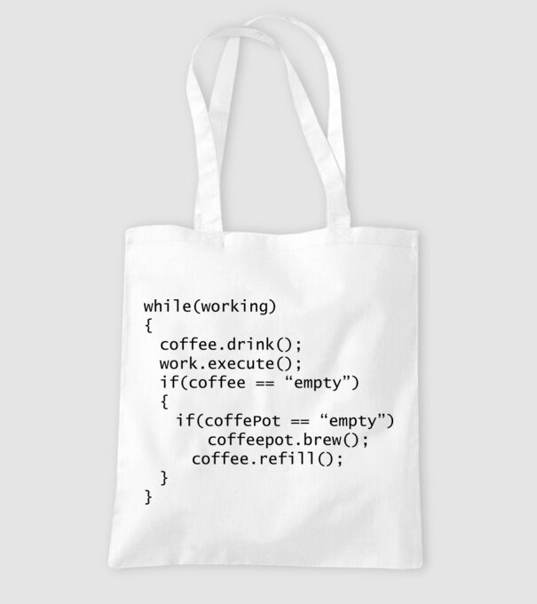 While(working) coffee.drink model alb pe tricou