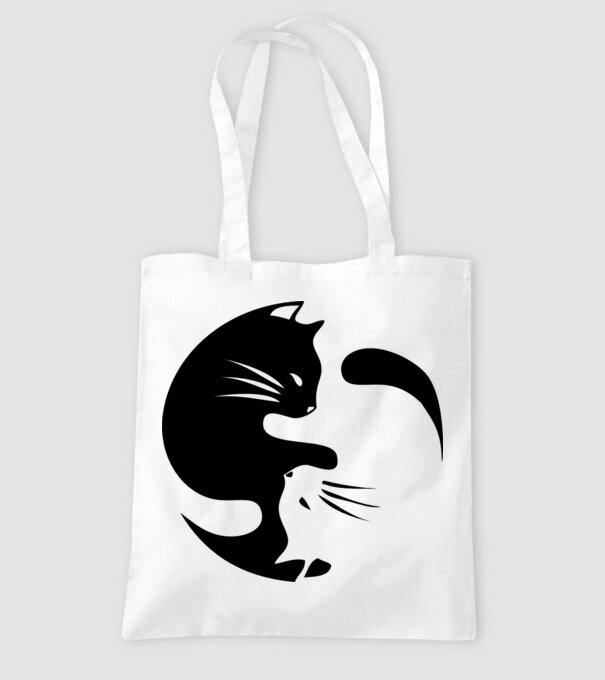 Yin Yang Pisică model alb pe tricou