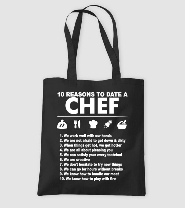 10 reasons to date a chef model negru pe tricou