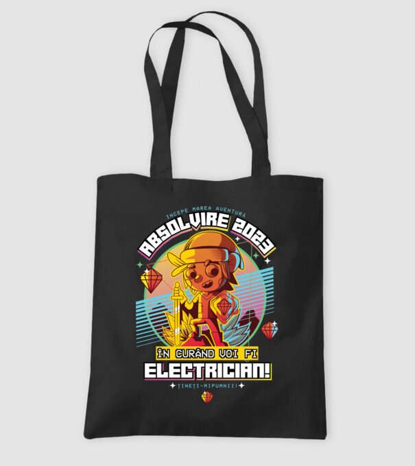 absolvire 2023 electrician model negru pe tricou