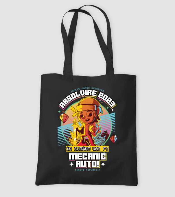 absolvire 2023 mecanic auto model negru pe tricou