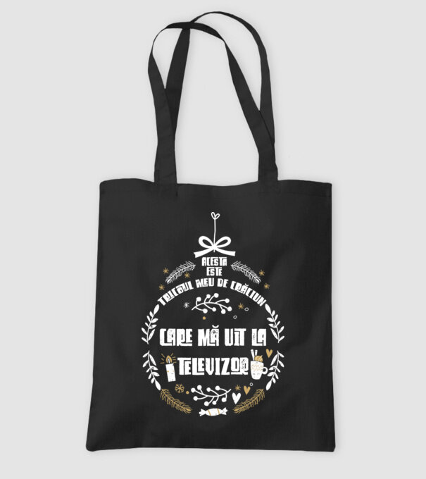acesta este tricoul meu de Crăciun_care ma uit la televizor model negru pe tricou
