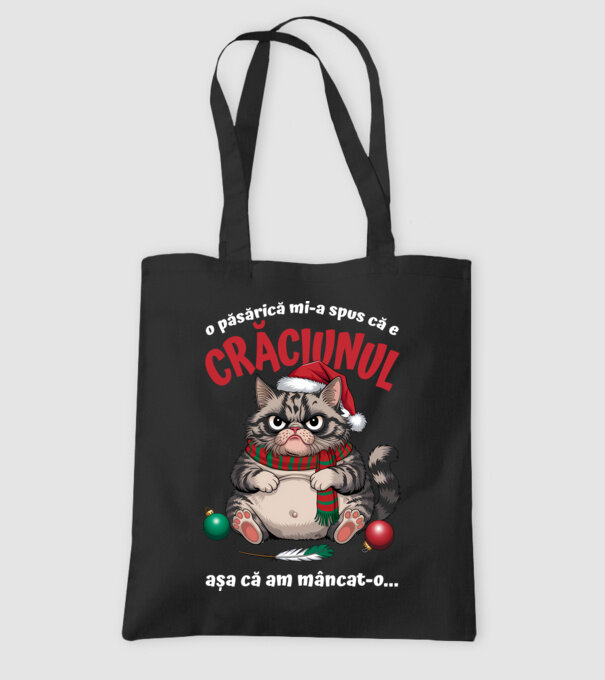 Am mâncat pasărea Crăciun pisică Negru model negru pe tricou