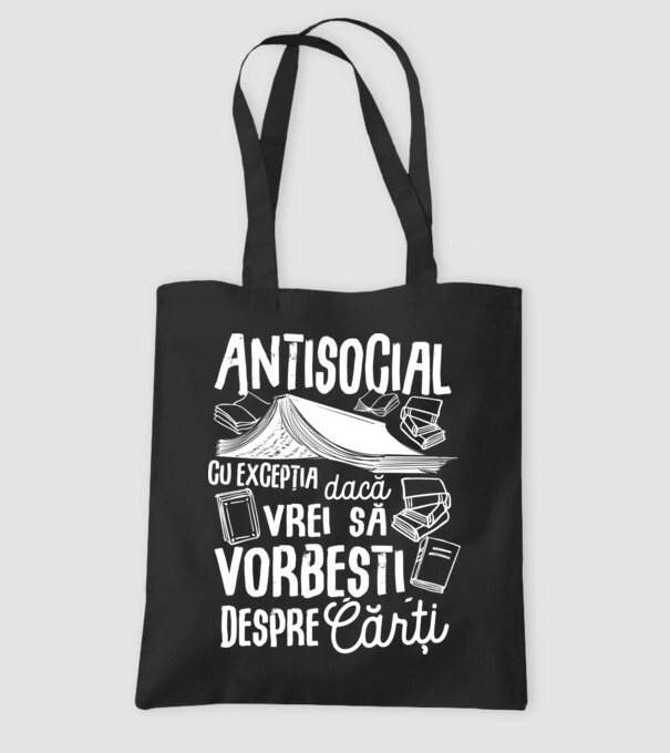Antisocial, cu excepția dacă vrei să vorbești despre cărți model negru pe tricou
