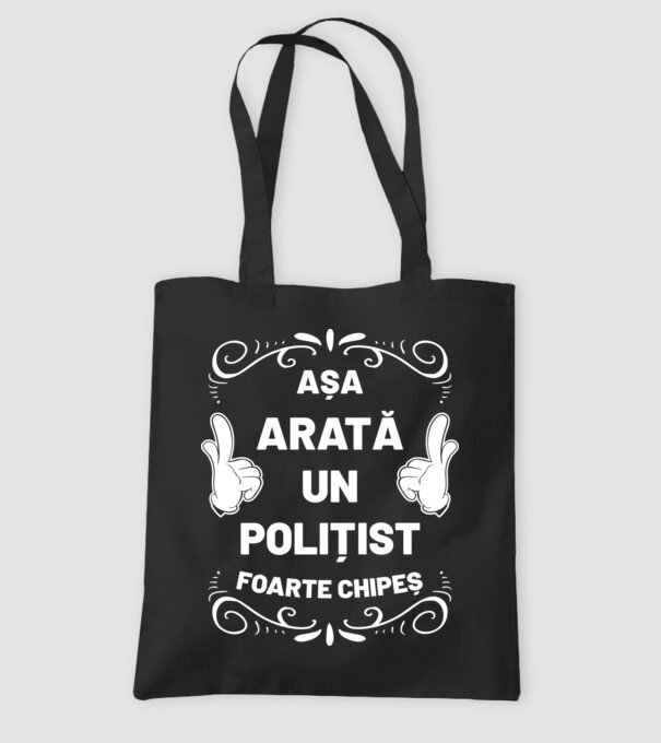 Așa arată un polițist foarte chipeș model negru pe tricou