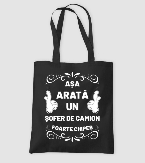 Așa arată un șofer de camion foarte chipeș model negru pe tricou