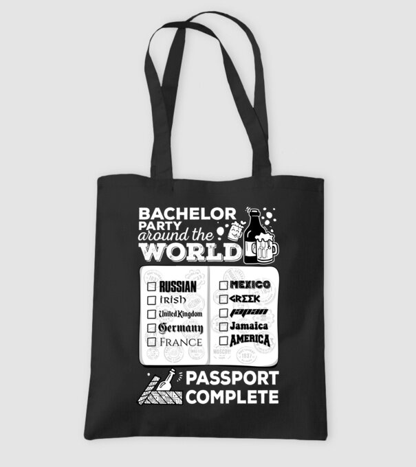 Bachelor Party World tour model negru pe tricou