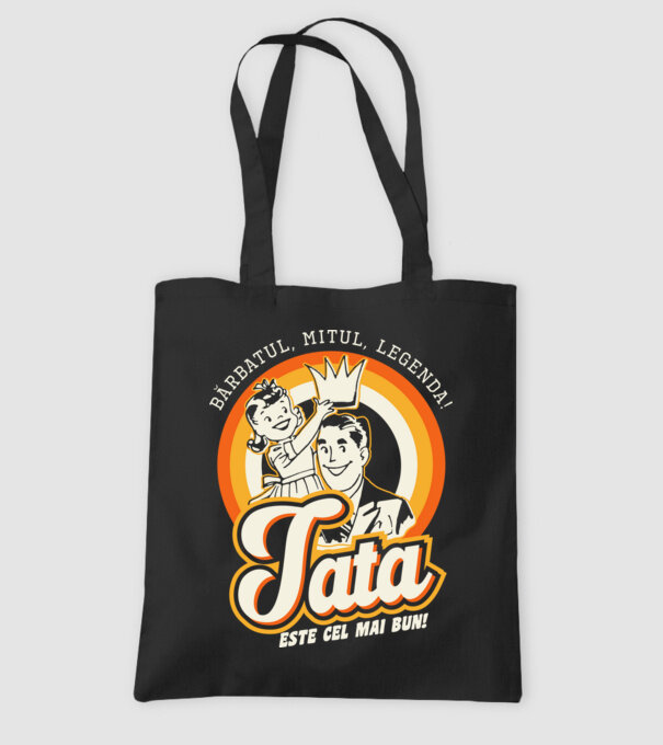 Bărbatul, mitul, legenda! Tata este cel mai bun! model negru pe tricou