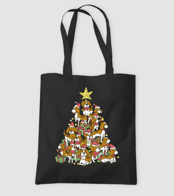 beagle christmas tree model negru pe tricou