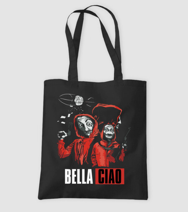 bella ciao money heist model negru pe tricou