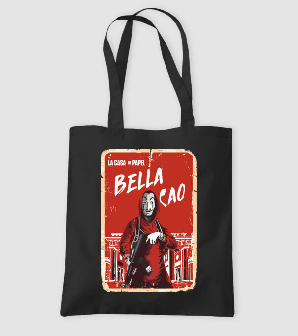 bella ciao poster retro model negru pe tricou
