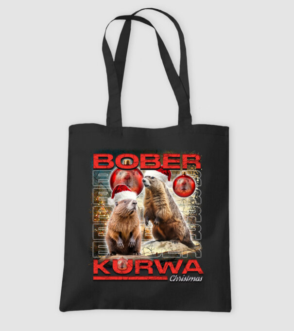 Bober kurwa christmas universe model negru pe tricou