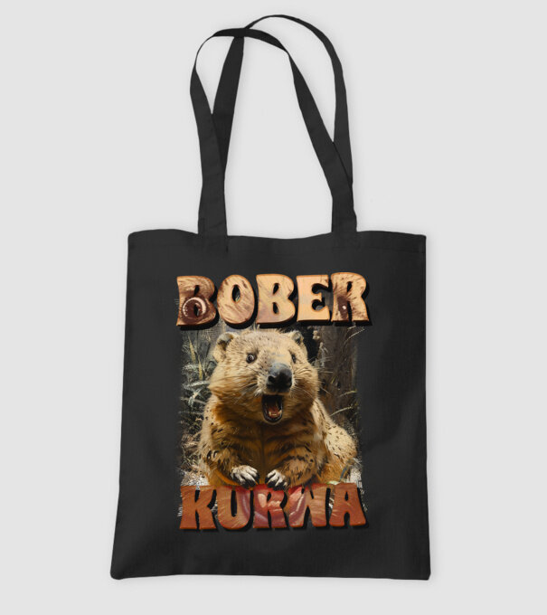 BOBER wombat model negru pe tricou
