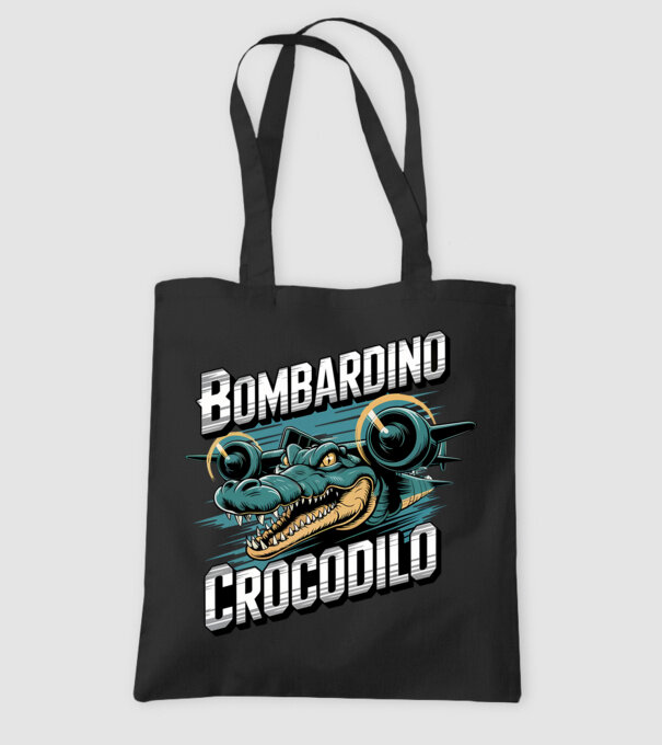 Bombardino Crocodilo 2 model negru pe tricou