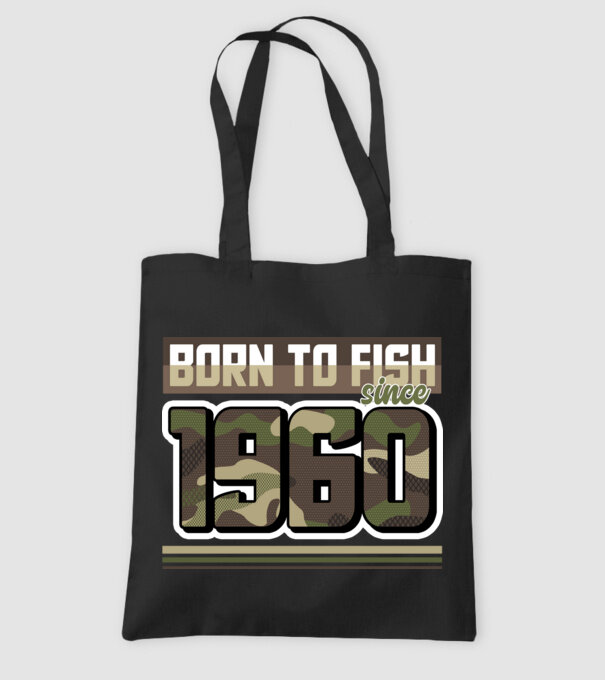 Born to fish since 1960 model negru pe tricou