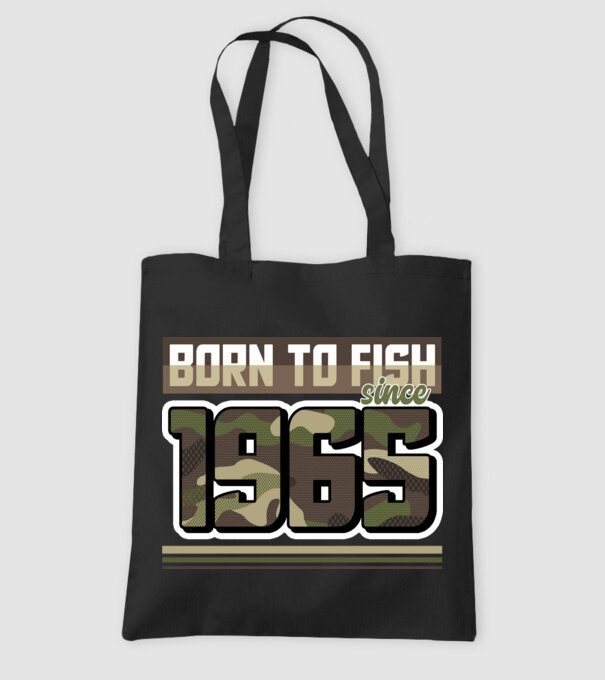 Born to fish since 1965 model negru pe tricou