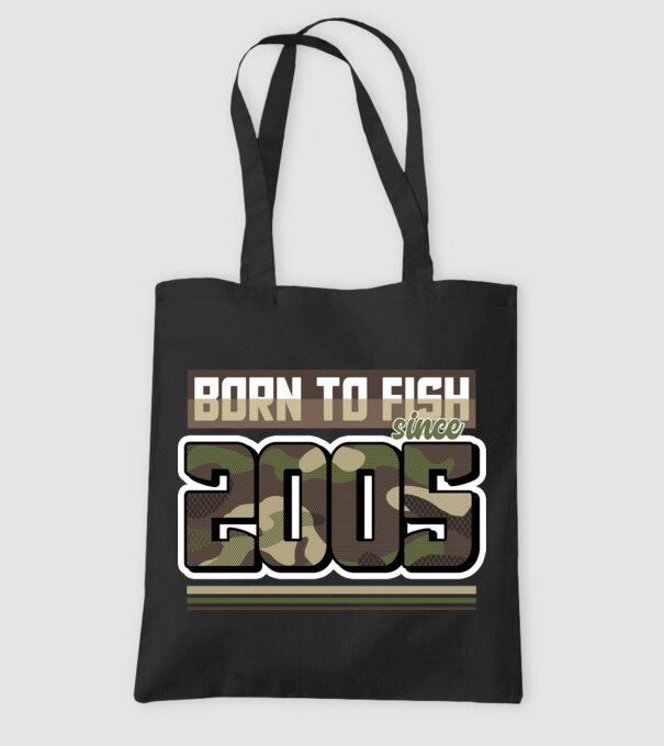 Born to fish since 2005 model negru pe tricou