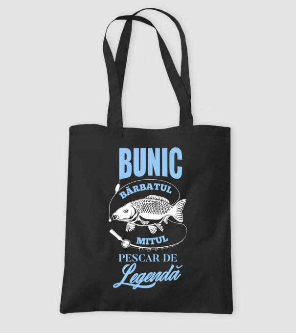 Bunic - bărbatul, mitul, pescar de legendă model negru pe tricou