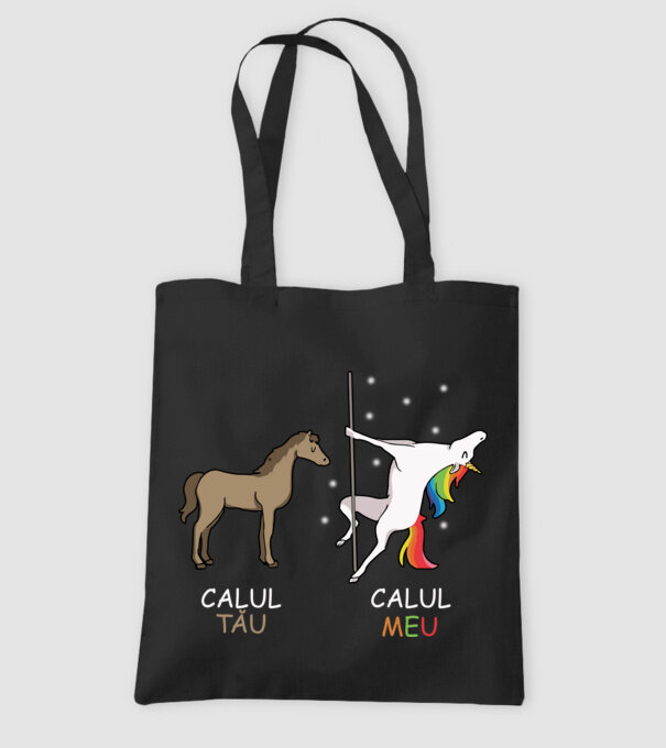 calul tău - calul meu model negru pe tricou