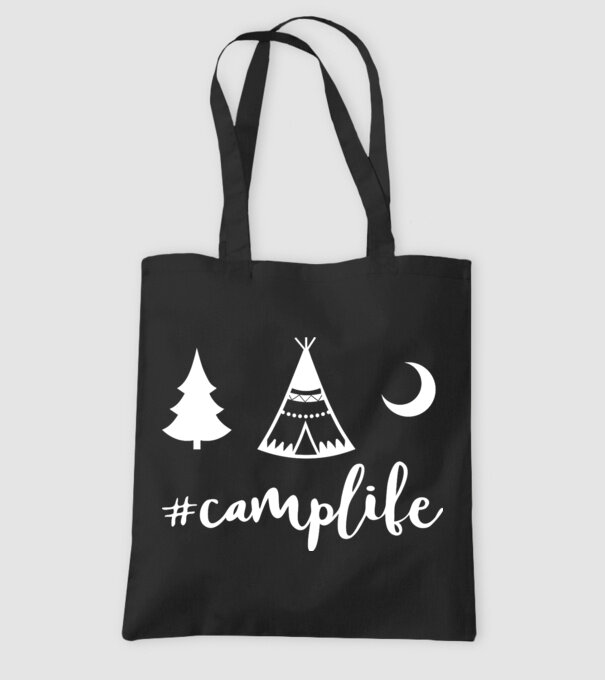 camplife model negru pe tricou