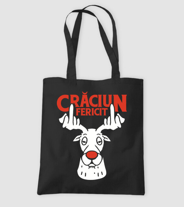 Căprioară de Crăciun antisocială model negru pe tricou