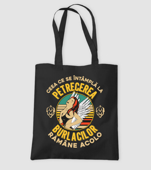 Ceea ce se întâmplă la petrecerea burlacilor rămâne la petrecerea burlacilor model negru pe tricou