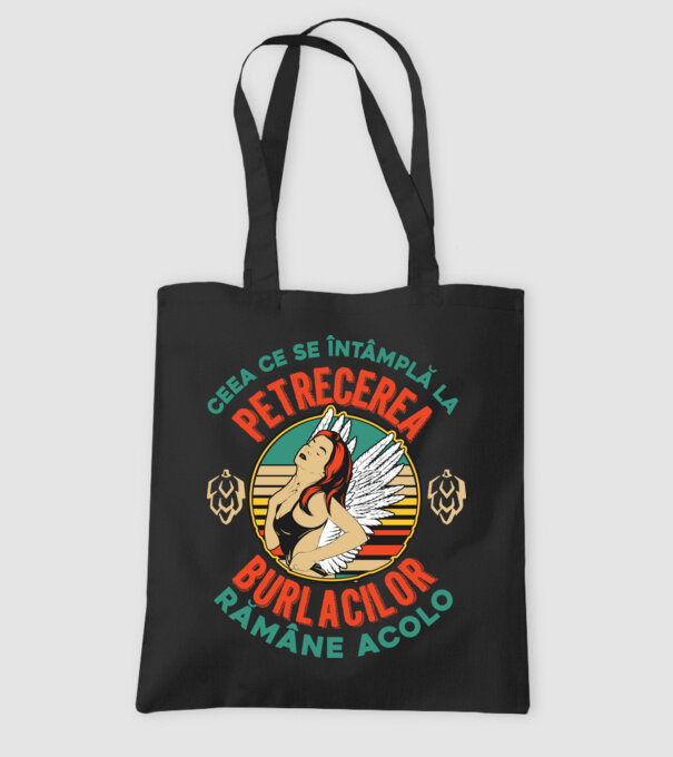 Ceea ce se întâmplă la petrecerea burlacilor rămâne la petrecerea burlacilor model negru pe tricou
