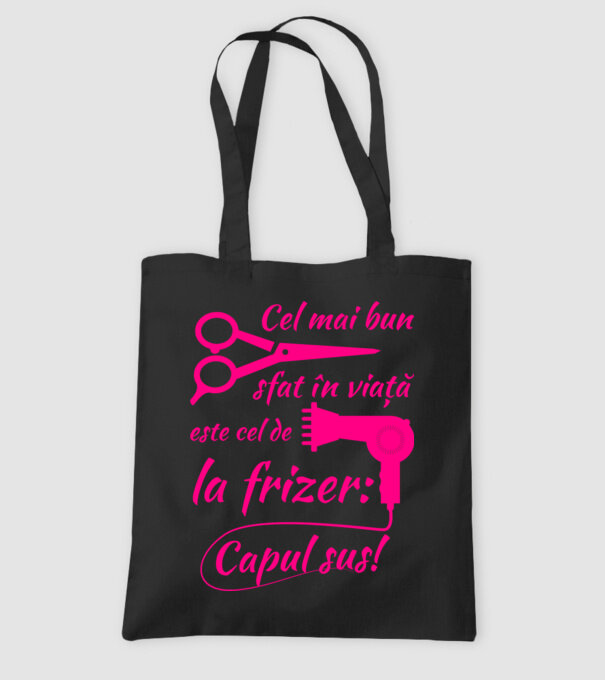 cel mai bun sfat în viață este cel de la frizer: capul sus! model negru pe tricou