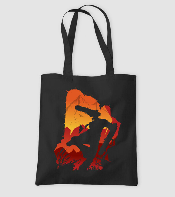 Chainsaw man silhouette model negru pe tricou