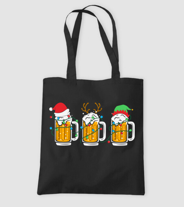 Christmas beer mugs model negru pe tricou