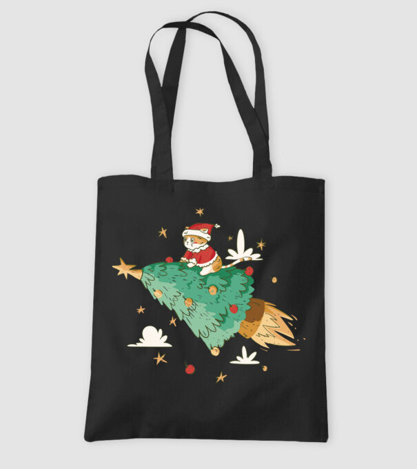 Christmas cat model negru pe tricou