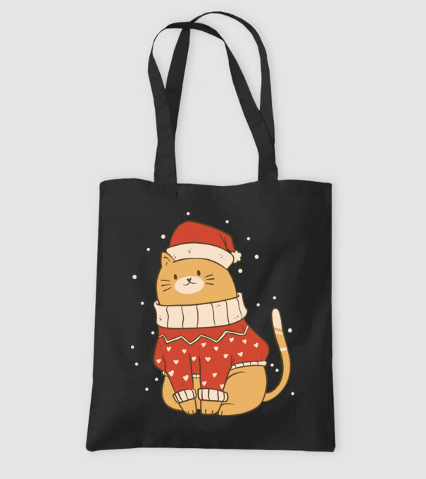 Christmas cat model negru pe tricou