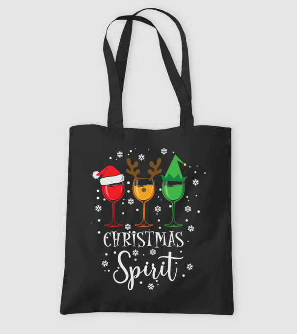 Christmas spirit wine model negru pe tricou