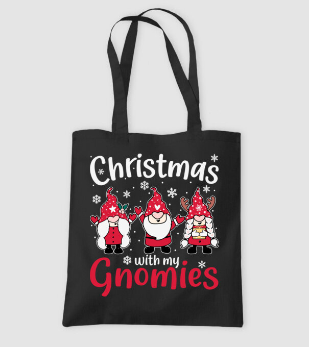 Christmas with my gnomies model negru pe tricou