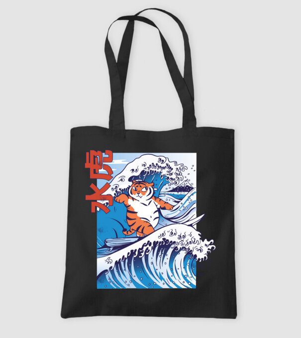 Chubby Surfer Tiger model negru pe tricou
