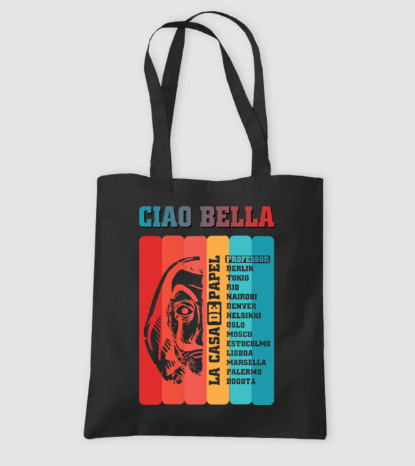 ciao bella retro model negru pe tricou