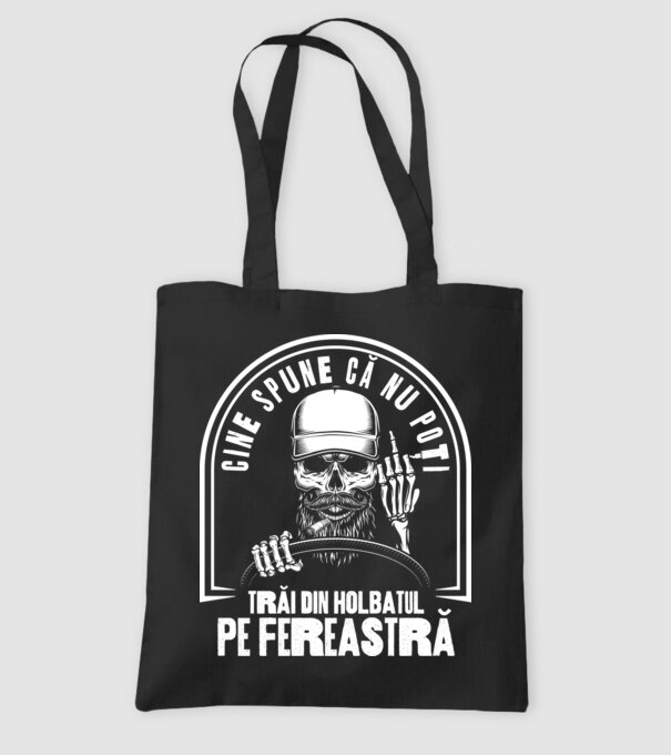 Cine spune că nu poți trăi din holbatul pe fereastră? model negru pe tricou