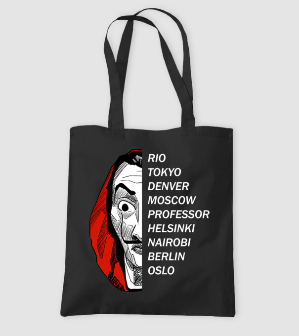 classic logo money heist model negru pe tricou