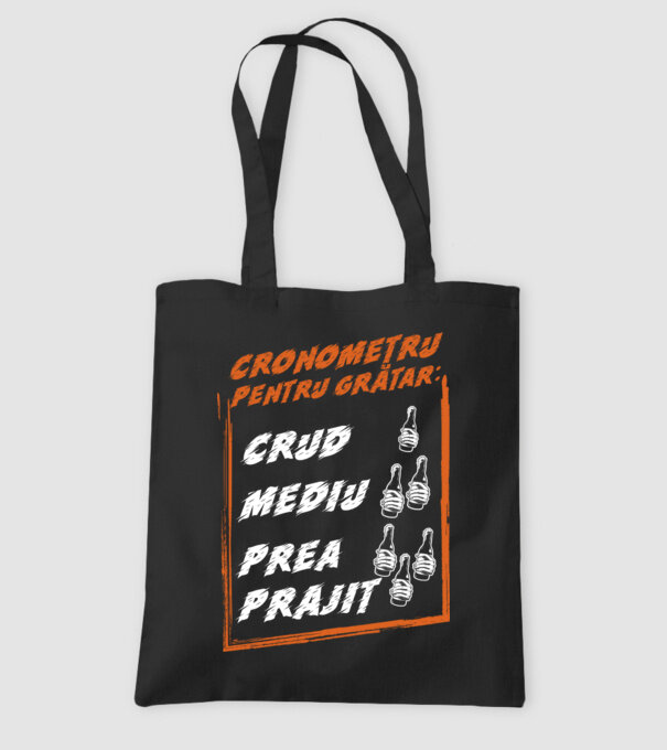 cronometru pentru grătar: crud, mediu, prea prăjit model negru pe tricou