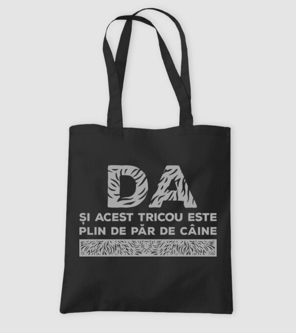 da, și acest tricou este plin de păr de câine model negru pe tricou