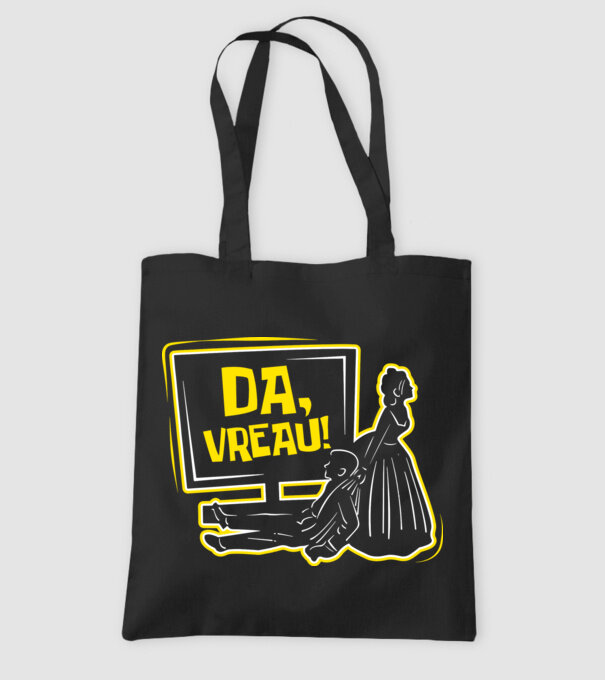 Da, vreau! model negru pe tricou