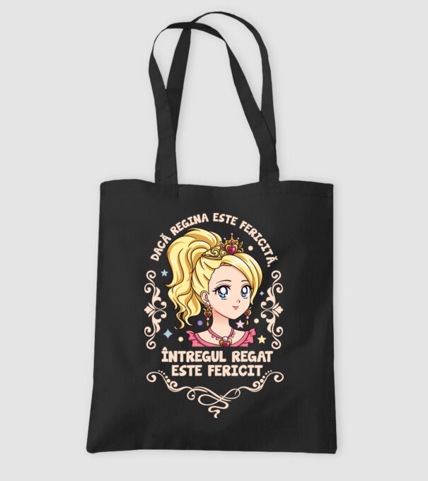 Dacă regina este fericită, întregul regat este fericit. model negru pe tricou