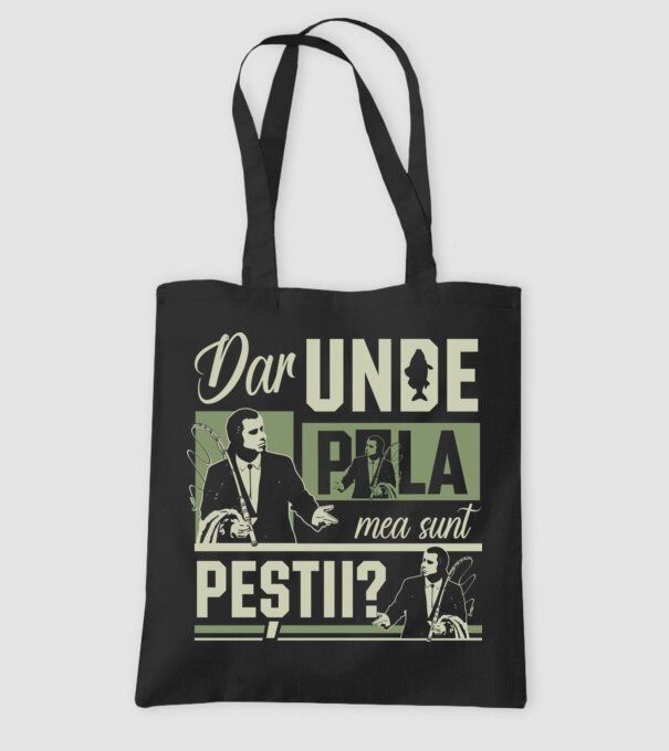 Dar unde p la mea sunt peștii model negru pe tricou