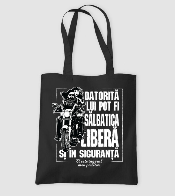 datorită ei pot fi sălbatic, liber și în siguranță - ea este îngerul meu păzitor model negru pe tricou