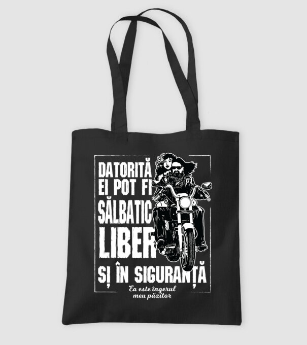 datorită ei pot fi sălbatic, liber și în siguranță - ea este îngerul meu păzitor model negru pe tricou