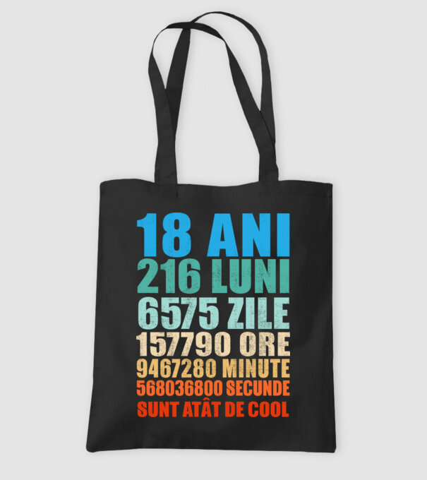 De 18 ani - luni - zile - ore - minute - secunde - sunt atât de cool model negru pe tricou
