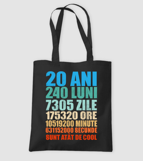 De 20 ani - luni - zile - ore - minute - secunde - sunt atât de cool model negru pe tricou