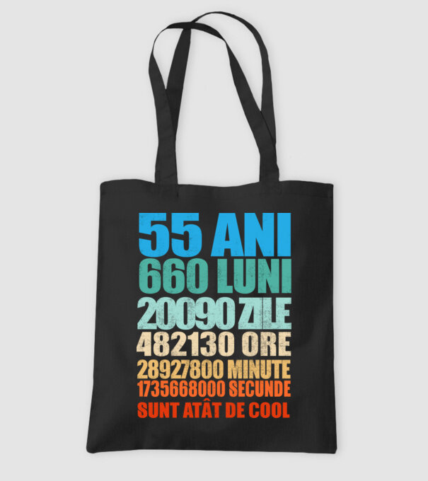 De 55 ani - luni - zile - ore - minute - secunde - sunt atât de cool model negru pe tricou