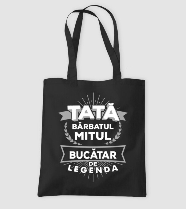 Tată - bărbatul, mitul, bucătar de legendă model negru pe tricou
